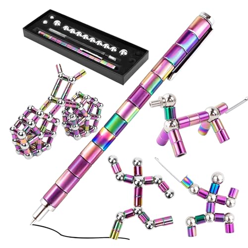 CNMTCCO Magnetic Fidget Pen with Balls Magnetic Pen for Decompression Ballpoint Magnet Pen Finger Toy Gift DIY Metal for Ages Teenage Boys Girls 8-15 to Relieve Stress and Anxiety