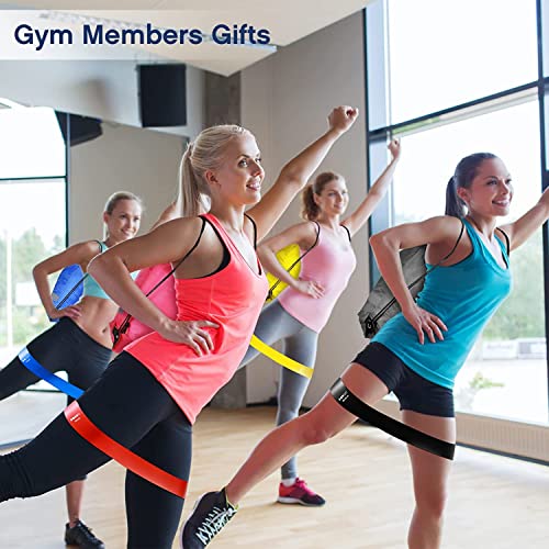 60 Pcs Workout Loop Resistance Bands Bulk, Gym Elastic Bands Set For Fitness Sport Class Students Members Gift Physical, 5 Pieces Each Set, With Large Drawstring Backpack Bags #TOP1