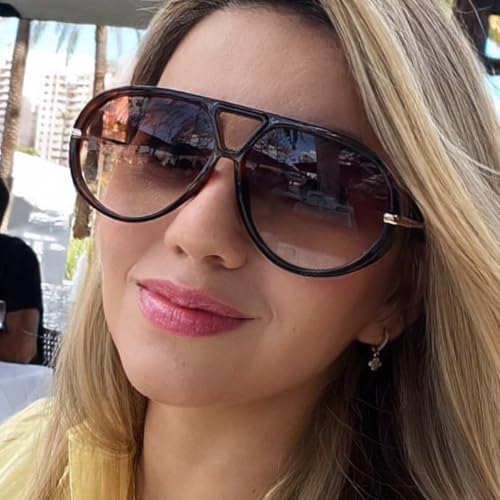 Women's Oversized Aviator Sunglasses Retro Trendy Shield Sun Glasses Big Vintage Shades2
