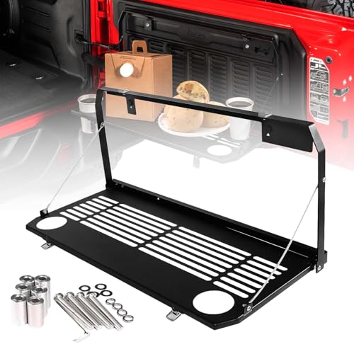 ADTOPI Tailgate Table Foldable Cargo Shelf Compatible with Jeep Wrangler JL & JLU 2018-2024, Outdoor Camping Cargo Desk Camping Tables, Heavy-Duty Steel