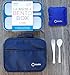 Bento Lunch Box with Insulated Bag and Ice Pack Set. 6 Divided Compartments, Containers for School, Work Daycare Lunches Snacks, Kids and Adults BPA Free, Easy to Carry, Durable Kits, Navy Blue