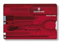 Victorinox Swiss Card Classic Swiss Army Knife, 10 Functions, Swiss Made Pocket Knife with Scissors and Pressurized Ballpoint Pen - Ruby