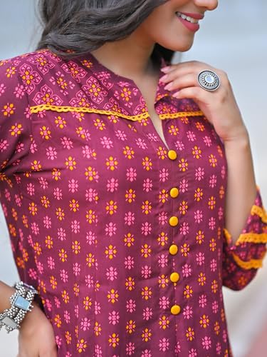 Image of Yash Gallery Women's Rayon Relaxed Fit Anarkali Floral Printed Kurta