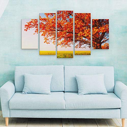 Quadro decorativo paisagem Arvore vermelha para sala em mdf