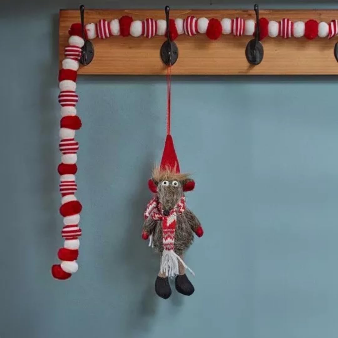 Marco Paul 24cm Razza Rat Novelty Plush Christmas Decorations Indoor Rat Home Ornaments Freestanding Animal Figurine Furry Fabric Statue Xmas Decorations Home Decor