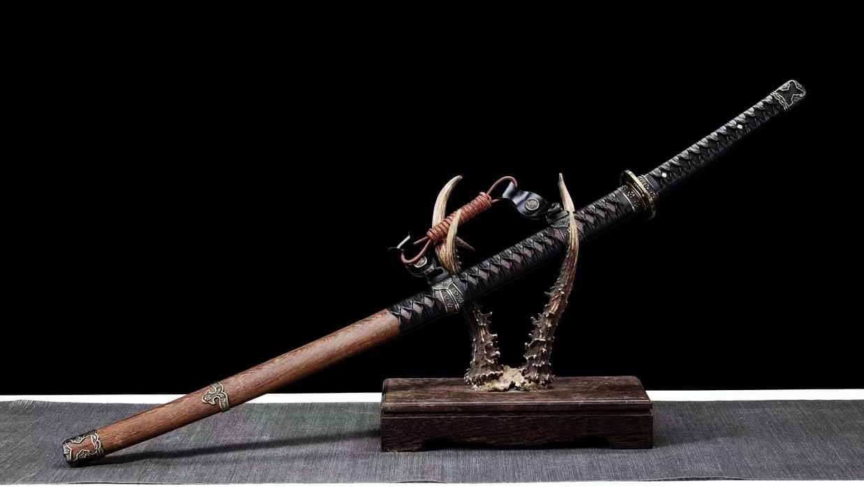 41'' Clay Tempered Folded Steel Tachi Sharp Japanese Samurai Katana Sword Rosewood Scabbard