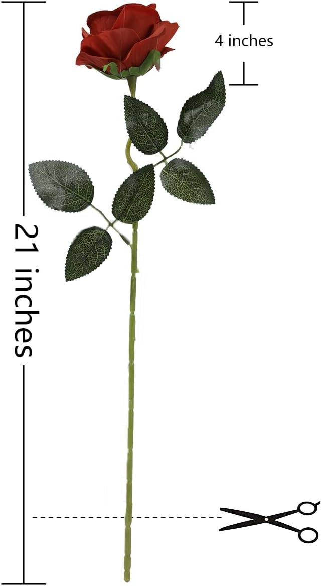 Laelfe 12 PCS Artificial Flowers Roses Silk Flowers Fake Long Stem Artificial Roses for Home Wedding Bathroom Kitchen Decorations(Brown Orange) - Image 5