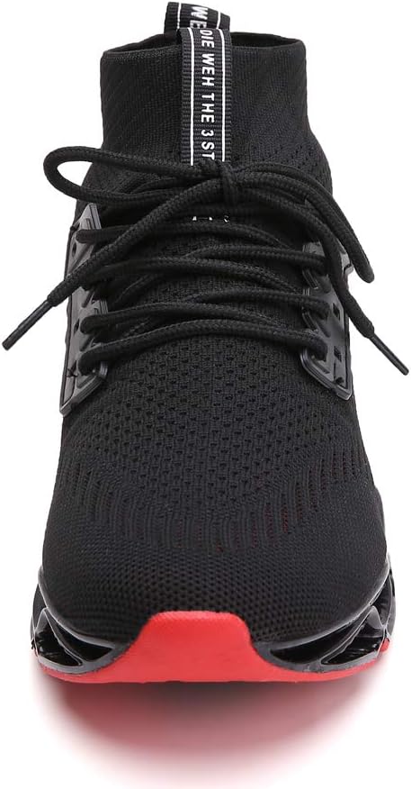 Ezkrwxn Sneakers for Men Running Shoes Athletic Tennis Walking Shoes Fashion Sneaker mesh Breathable Black red Size 9.5