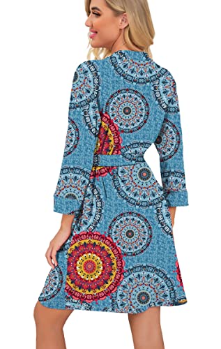 Image of PrinStory Womens Robe Lightweight Short Knit Bathrobe Soft Ladies Sleepwear with Pockets
