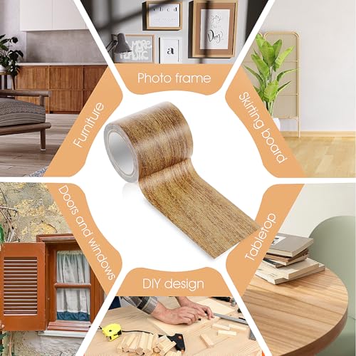 Hariendny 594865_1_JGEUWYXYV Wood Grain Repair Tape Brown Wood Effect Duct Tape 2.2 Inch X 15Ft Self Adhesive Wood Grain Repair Tape Simulated Wood Patch Tape Wood Markers Furniture Repair thumb #6