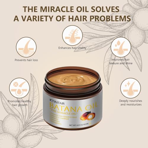 Image of 100% Natural Raw Batana Oil for Hair Growth, Unrefined & Organic Dr Sebi Hair Growth Oil From Honduras, Prevents Hair Loss, Eliminates Split Ends, Enhances Thickness 4.23 Fl Oz(Pcck of 2)