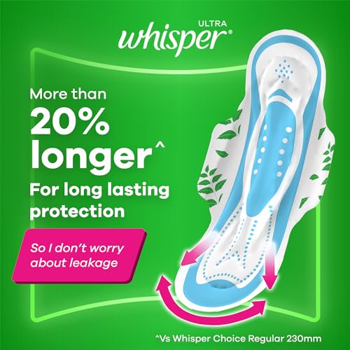 Whisper Ultra Hygiene+Comfort Sanitary Pads, 44 XL Pads, XL for Heavy Flow, Ultimate Protection & Comfort, Locks Odour & wetness, Cotton like soft top layer, Disposable Wrapper - Image 6
