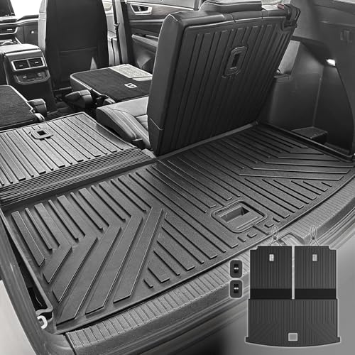 Image of Cargo Mat with Backrest Mats for Volkswagen VW Atlas 6 /7 Seats 2018-2025 2026 Car Mat Accessories(Not Fit Cross Sport), All Weather TPE Trunk Cargo Liner(Cargo Mat with Backrest Mats)
