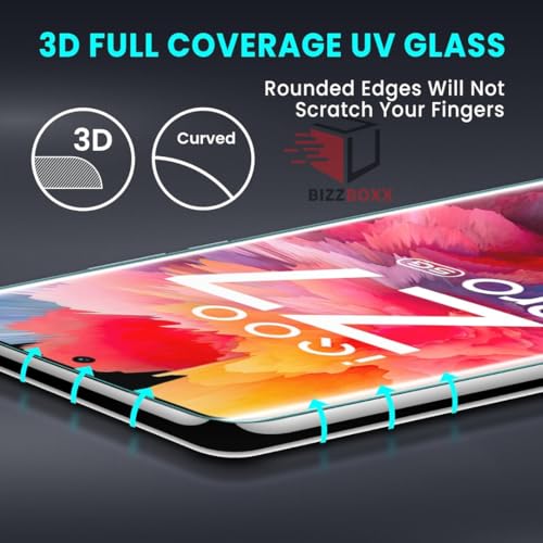 Image of UV Screen Protector Tempered Glass Compatible with iQOO Z10 5G | Quad Curved, Ultra HD Clarity, Fingerprint Working, Edge to Edge, Installationa Kit - (6.77 Inch, Pack of 1)