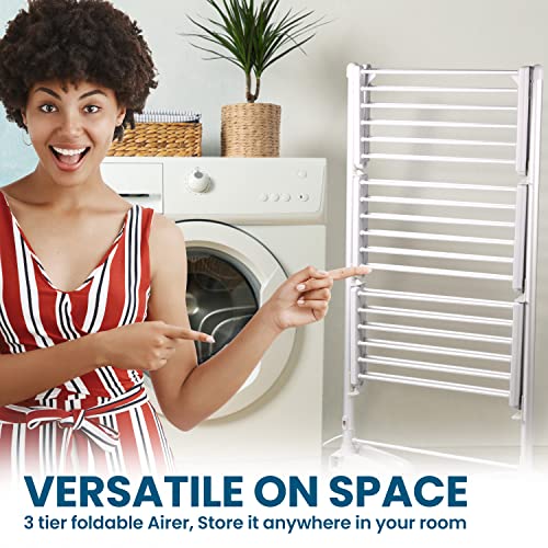 Smart WIFI Heated Electric Clothes Airers Dryer | Radiator Wings Heaters 3-Tier Foldable Indoor Drying Clothing Rack Horses For Heating Towels Laundry Drier System Freestanding Portable Airing - Image 5