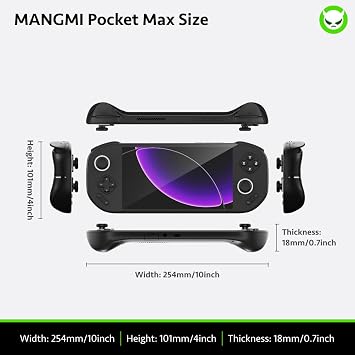 MANGMI Pocket Max Ready-to-Play Handheld Game Console, 7 144Hz AMOLED Display, Android 13, Modular Micro-Switch Controls, Includes Carry Case, Earphones & Screen Protector (Black-400GB)