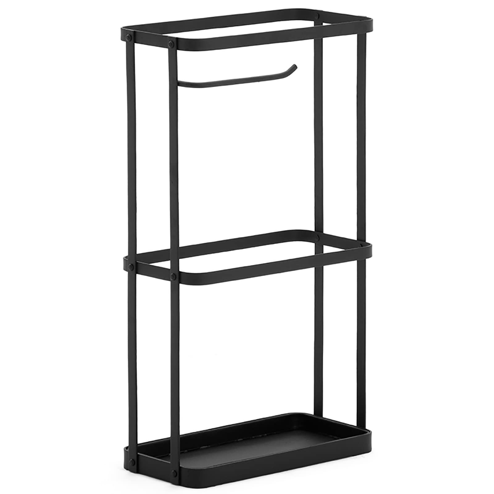 Porte-parapluie noir rectangulaire en fer avec bac amovible pour l'entrée