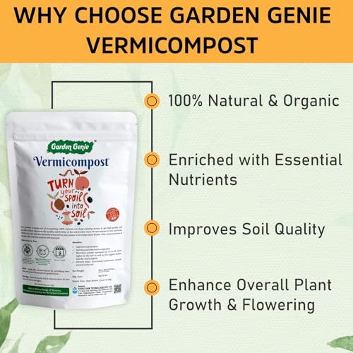 Image of Garden Genie Rose Plant Fertilizer for Flowering and Growth 800g & Vermicompost for Plants 1.8 Kg | Organic Rose Plant Food & Khaad for Home Garden