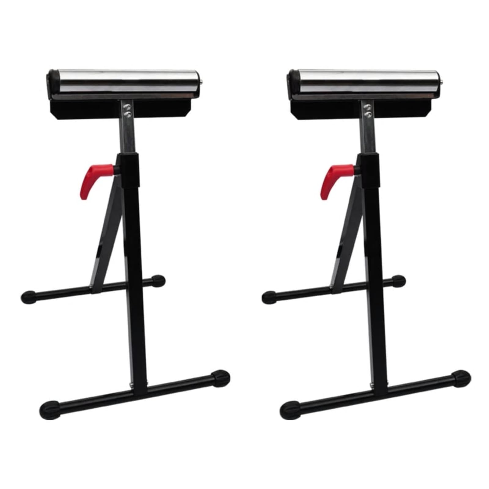 Cavalletto a Rullo Regolabile, Supporto Universale per Seghe da Banco e Piallatrici, Set di 2 Pezzi con Telaio in Acciaio, Capacità di Carico 60 kg, Altezza Regolabile 67-101 cm per Falegnameria e Bri