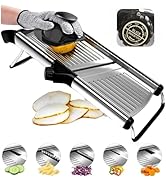 GYH&GXR Adjustable Mandoline Food Slicer with Blades, Glove, Includes 5 adjustable blades for Kit...