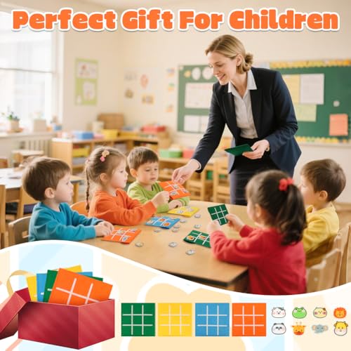 HAGOT 16 Stück Filz Tic-Tac-Toe Mini, Minispiele Mitgebsel Kindergeburtstag Spiele, für 5-12 Jahre, für Mitbringsel Party Kindergarten/Schule