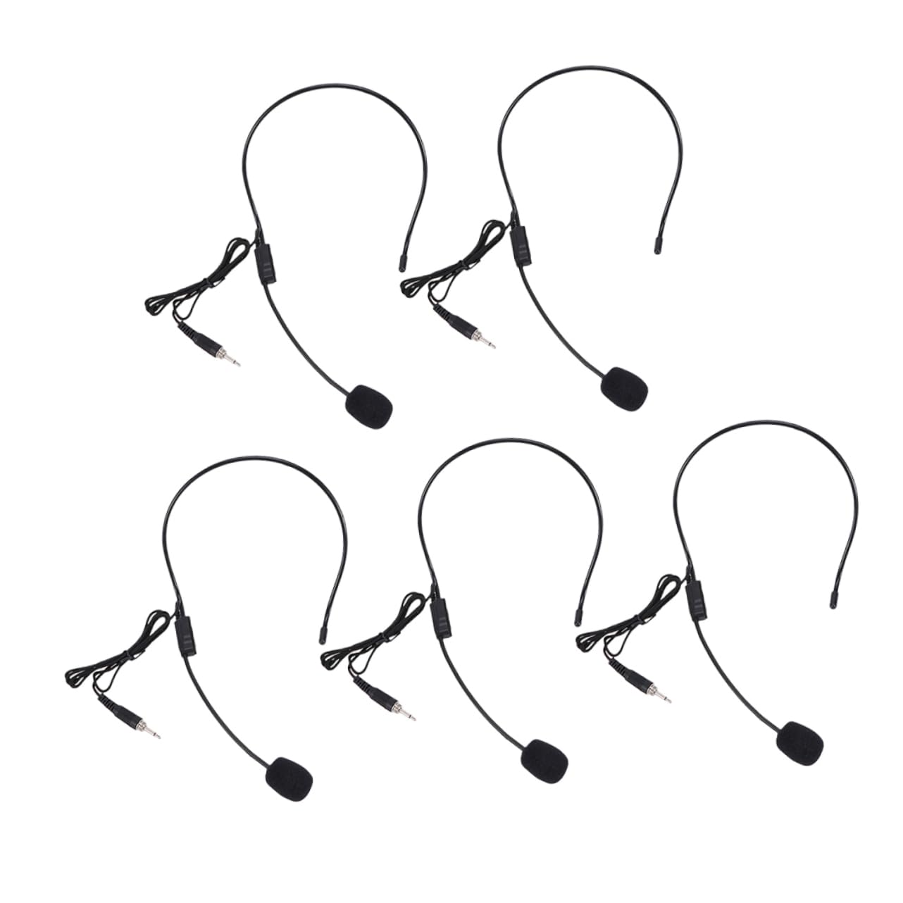 CIMAXIC 5Pcs Headset Microphone with Voice Amplifier for Teaching Performance and Accompaniment Singing Flexible Wired Instructor Mic for Family and Friends
