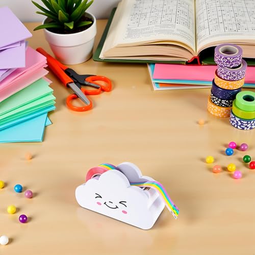 Weißer Klebebandabroller, niedlicher Klebebandabroller, Wolkenabroller mit Regenbogenfarben, für Zuhause, Schule, Büro, Schreibwaren, Basteln, Verpackungen