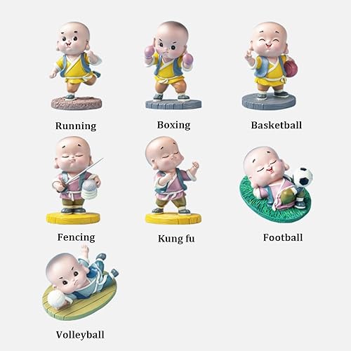 Miniatura 5 de Estatua de monje de Buda de fútbol, estatua deportiva de monje de Kungfu chino, pequeños juegos olímpicos, monje zen de Buda para decoración de