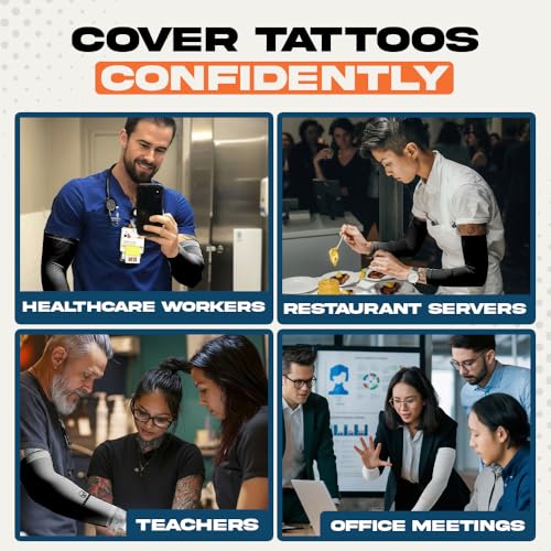 Image of ARMORAY Arm Sleeves for Men or Women - Compression Warmers to Cover Tattoo - for Basketball Golf Running Football Cycling or Sun Protection