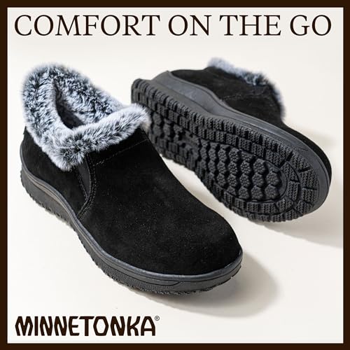 Minnetonka Eagan – Indoor and Outdoor Fuzzy Booties for Women with Heavy Tread Sole and Soft Pile Lining4