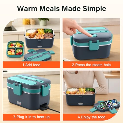 2.8L Electric Heated Lunch Box - 100W Portable Food Warmer for Adults - image 8