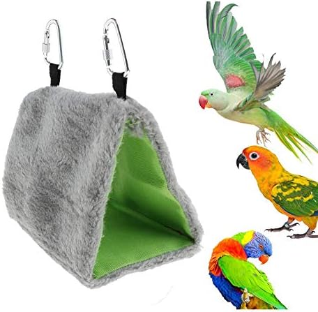 Warm Plush Bird Nest Hammock Hanging Bed Toy for Parrot Parakeet Cockatiel Conure Lovebird Finch Canary Budgie African Grey Cockatoo…