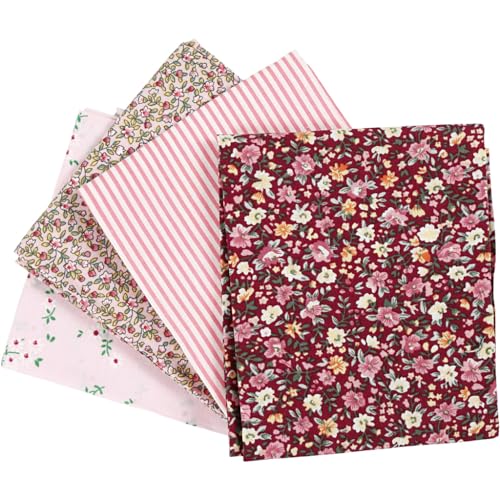 Assortiment de tissu patchwork - 45 x 55 cm - Rose - 4 pcs