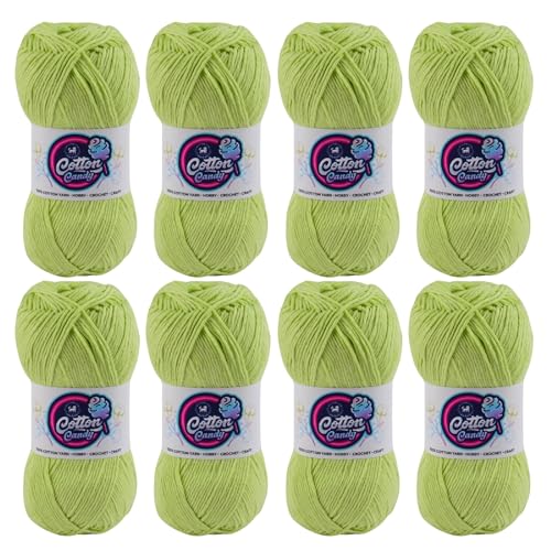 Image of NESTNHAVEN Cotton Candy 100% Cotton Yarn - (100g, 185 Meters) - Luxury Yarn for Crochet, Amigurumi, Embroidery, Toys, Garments, Flowers and Hobby, Projects. (Parrot Green) | (800 Gm)
