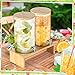 Honeydak 2 Pack 2.5 Gallon Glass Drink Dispenser with Stand, Bamboo Lid, Stainless Steel Spigot, Leakproof Beverage Dispensers for Parties, Lemonade, Iced Tea, Juice, BBQ & Picnic