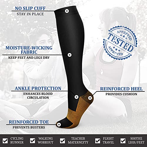 Image of Acture Compression Socks for Women & Men 15-20 mmHg, Best Medical, Nursing, for Running, Athletic, Varicose Veins, Travel