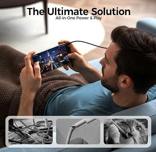 Image of TikTok 240W USB Type C to C Ultra Fast Charging Cable with Invisible Stand, 1.5M Nylon Braided Flat Unbreakable, 480Mbps Data Transfer, Compatible with Iphone, Macbook, iPad, Samsung, etc