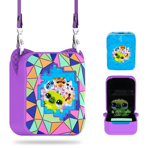 Silicone Cover Case for Bitzee Magicals Interactive Toy Digital Pet and Case,Case with Lanyard,Protective Case Holder Skin for Bitzee Virtual Electronic Pets for Girls & Boys Purple