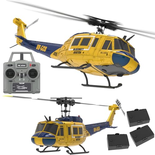 Ssccgym 315MM UH-1 Remote Control Helicopter Aircraft for Adults Expert 6CH C032 RC Heli Maintain Altitude Brushless Motor/Optical Flow Positioning/Fly Upside Down 3D Rolling (RTF Yellow 3-Batteries)