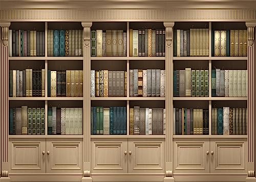 BELECO 9x6ft Fabric Vintage Wooden Bookshelf Backdrop Library Study Living Room Bookcase Books Background for Video Conference Zoom Meeting Home Office Decoration Photo Studio Props Wallpaper