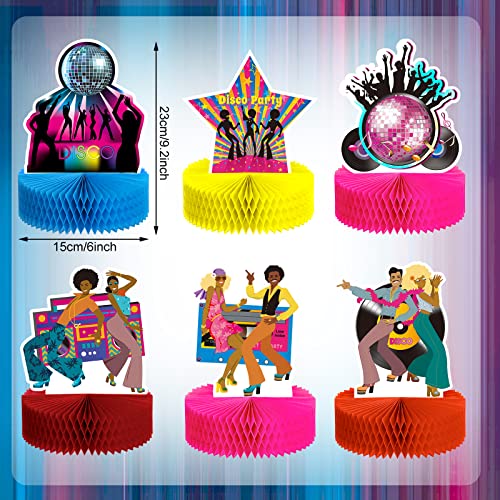 6 Pcs Disco Party Decorations Supplies Disco Honeycomb Centerpieces Paper 70S 80S 90S Theme Party Decorations 3D Table Centerpieces For Neon Night Birthday Hip Hop Props Birthday Table Favors #TOP1