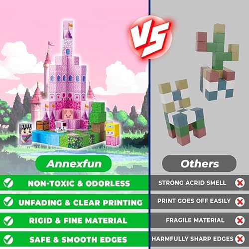 DOFASNCN Pink Magnetic Building Blocks Magnetic Building Tiles Toys for Boys Girls Age 3+,Creative Plastic Magnet Square Gift for Kids Pink Castle 100PCS - Image 4