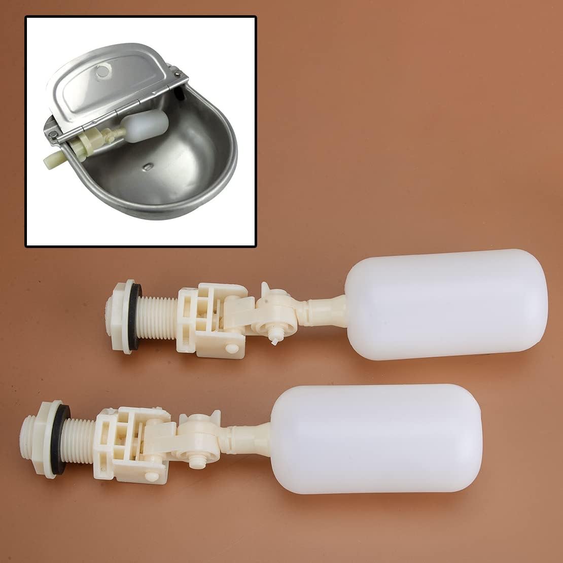 2Pcs Automatic Waterer Bowl Float Valves for Horse Cattle Sheep Pig Water Trough
