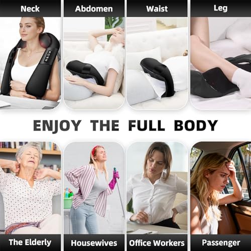 WERTYI Neck and Shoulder Massager with Heat, Deep Tissue Shiatsu 3D Kneading Massager for Neck, Back, Waist and Leg, at Home and Office, Birthday Gifts for Women and Men (Black) - Image 7