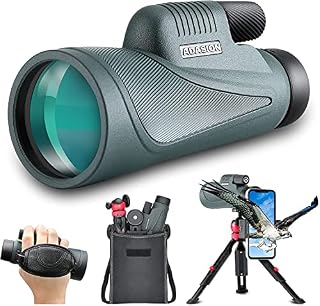 12x56 HD Monocular Telescope with Smartphone Adapter, Upgraded Tripod, Hand Strap - High Power Monocular with Clear Low Light Vision for Star Watching - Lightweight Monocular for Bird Watching Hunting