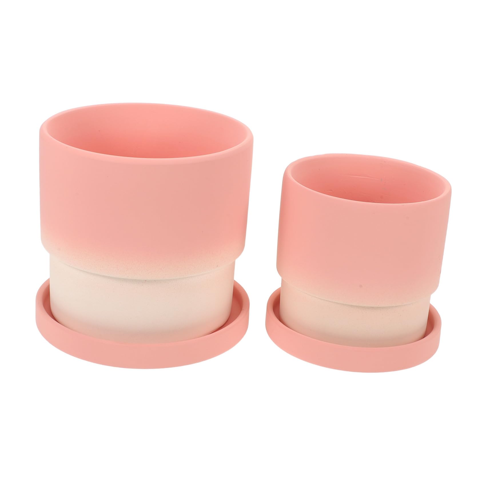 Pots céramique rose dégradé avec drainage pour petites plantes d'intérieur lot de 2 HEMOTON