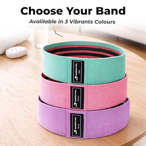 Image of Fabric Resistance Bands Set of 3 (Light to Heavy) Strength Levels for Unisex, Non-Slip Hip Bands for Glutes, Legs & Squats, Exercise Booty Bands for Workout, Stretching, Toning