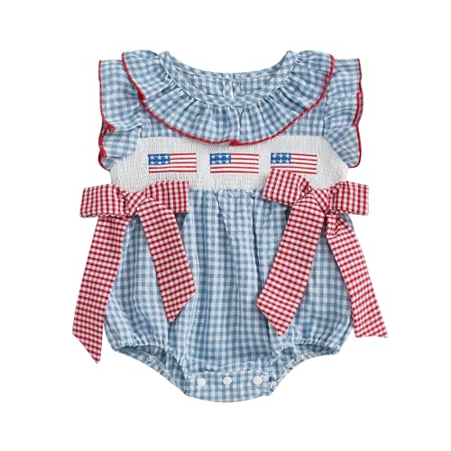 Image of citgeett My First 4th of July Baby Girl Outfit American Flag Romper Onesie Infant Newborn Girl Outfits Clothes Summer