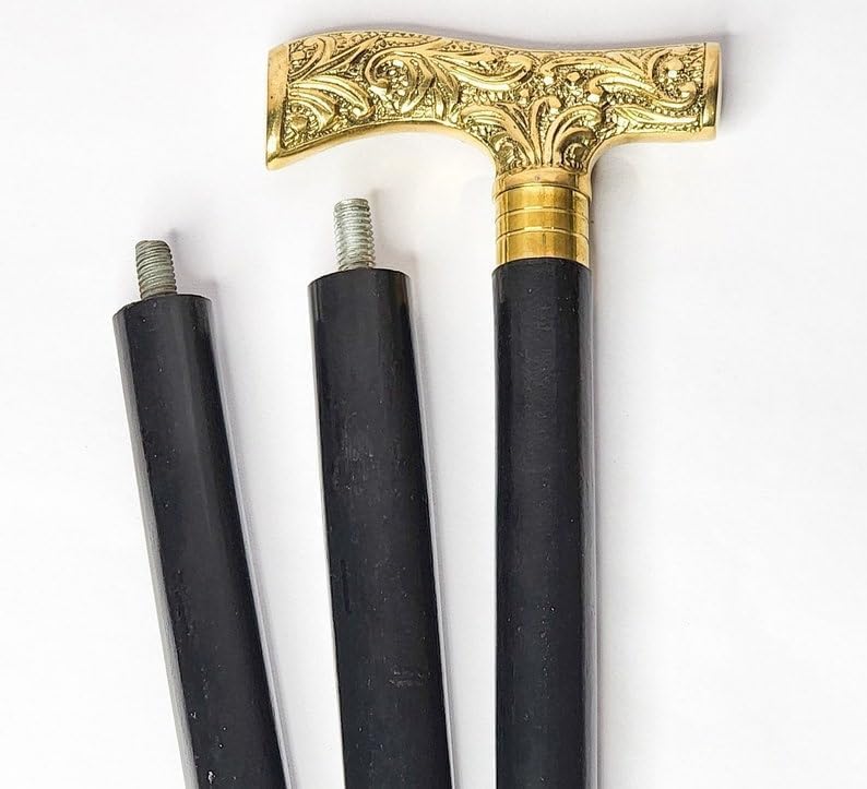 Bastone da passeggio in legno Deigner pieghevole personalizzato da 91,4 cm con manico in ottone originale completamente inciso, regalo per battesimo, marrone, VT006