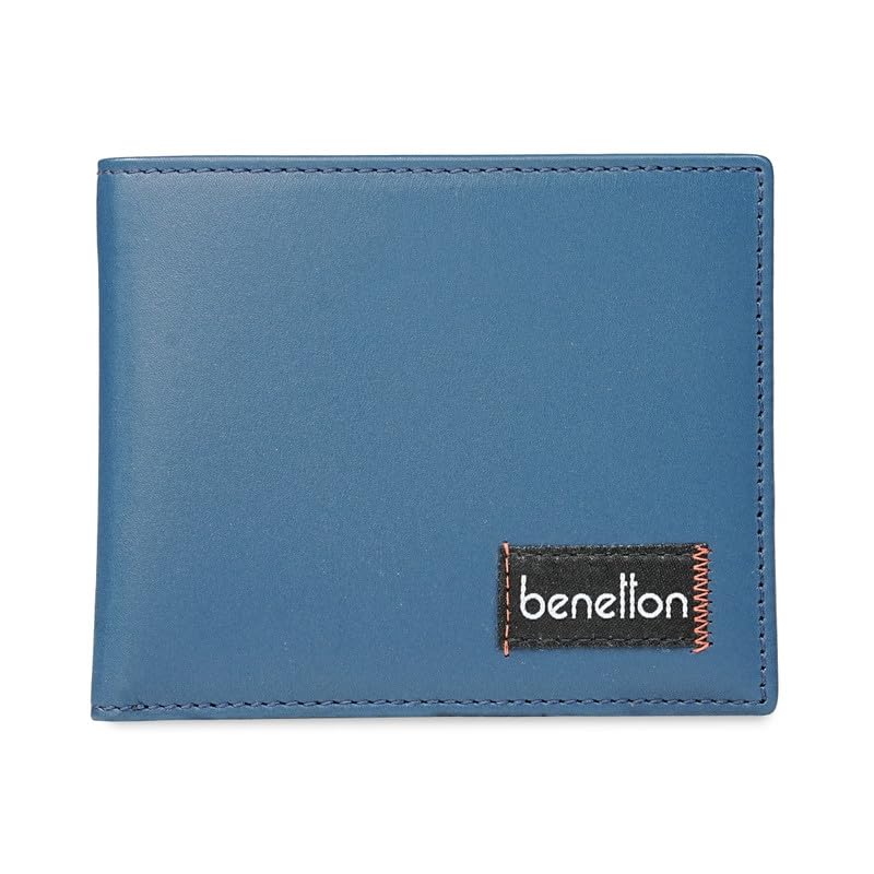 United Colors of Benetton Men’s Leather Passcase Wallet Cheria – Navy | Bifold with 12 Card Slots, Id Window & 2 Bill CompartMen’sts | Stylish Purse for Men’s